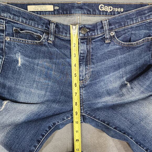 Gap 1969 Jeans Authentic True Skinny Cuffed Ankle Mid Rise Size 29 Regular - Picture 8 of 10